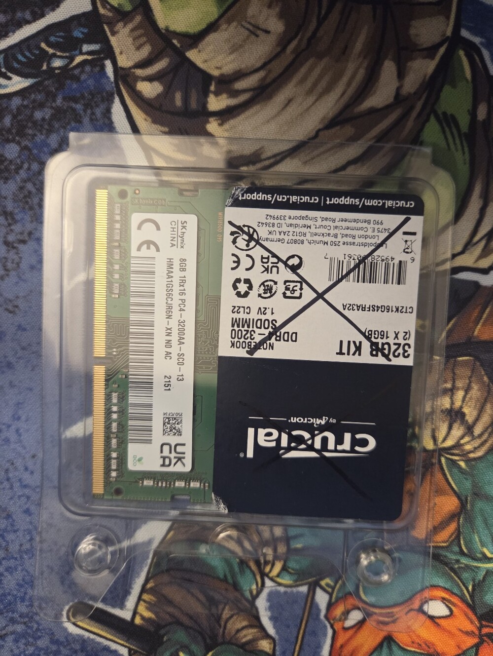 Two pack SK Hynix 8GB 1Rx16 PC4-3200AA-SC0-13 DDR4 HMAA1GS6CJR6N-XN NO AC 2151